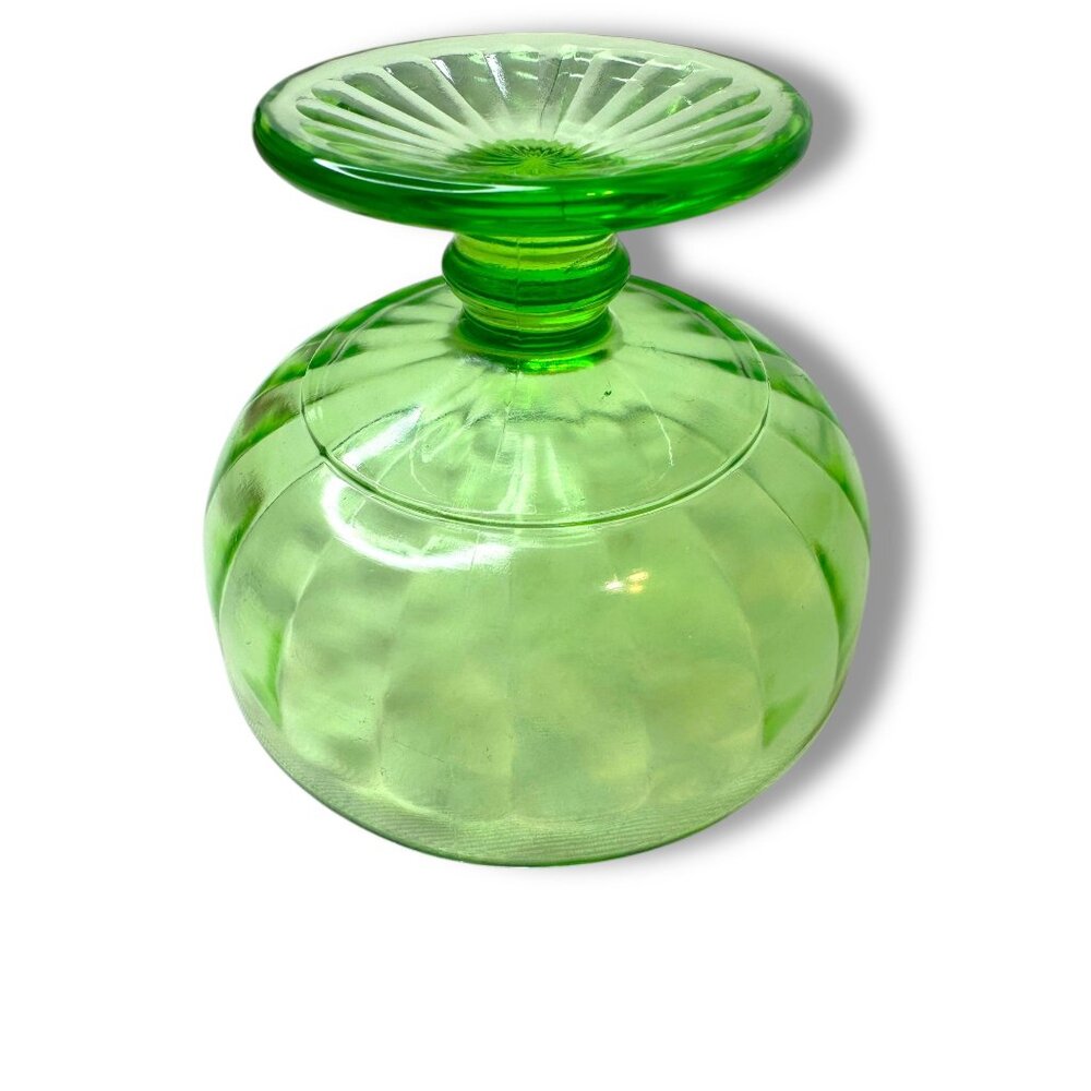 Depression Era Uranium Glass Compote Candy Dish Glows Under Blacklight - Picture 6 of 16
